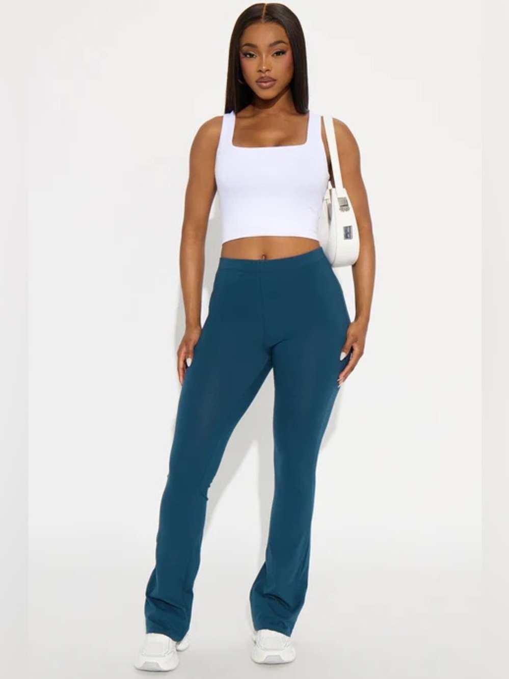 Teal High-Waist Flare Pants